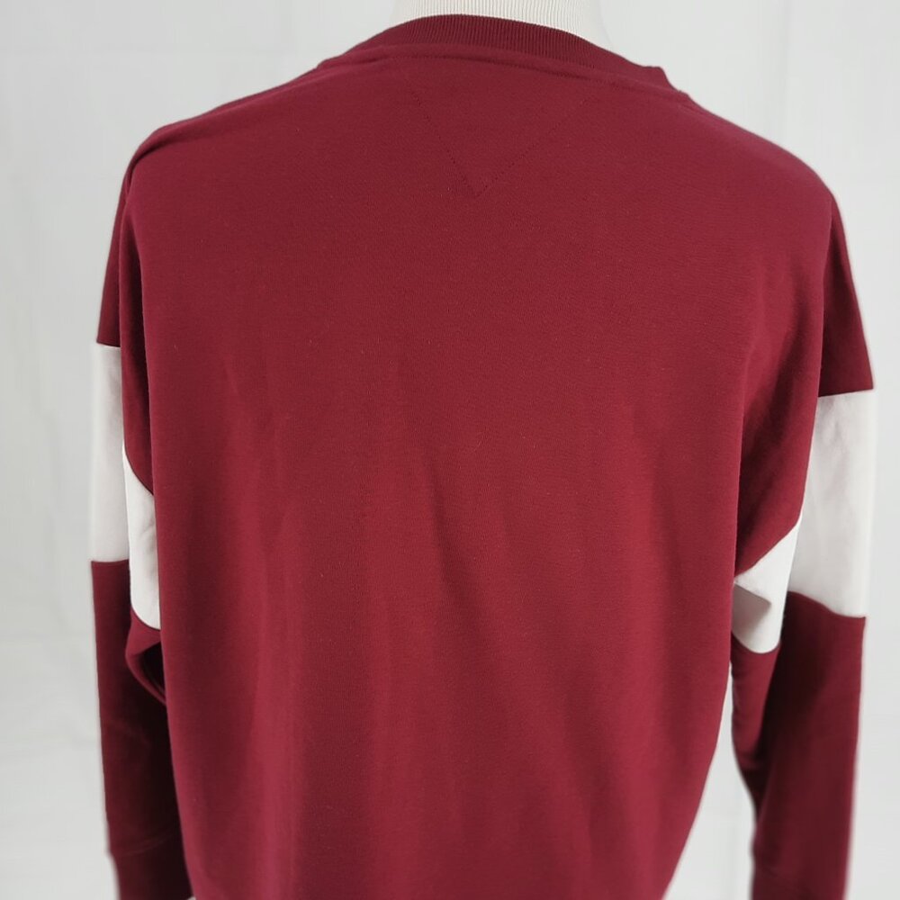 Tommy Jeans Hilfiger Logo Sweatshirt Adult Size Large Red White Bar Long Sleeve - Picture 3 of 4